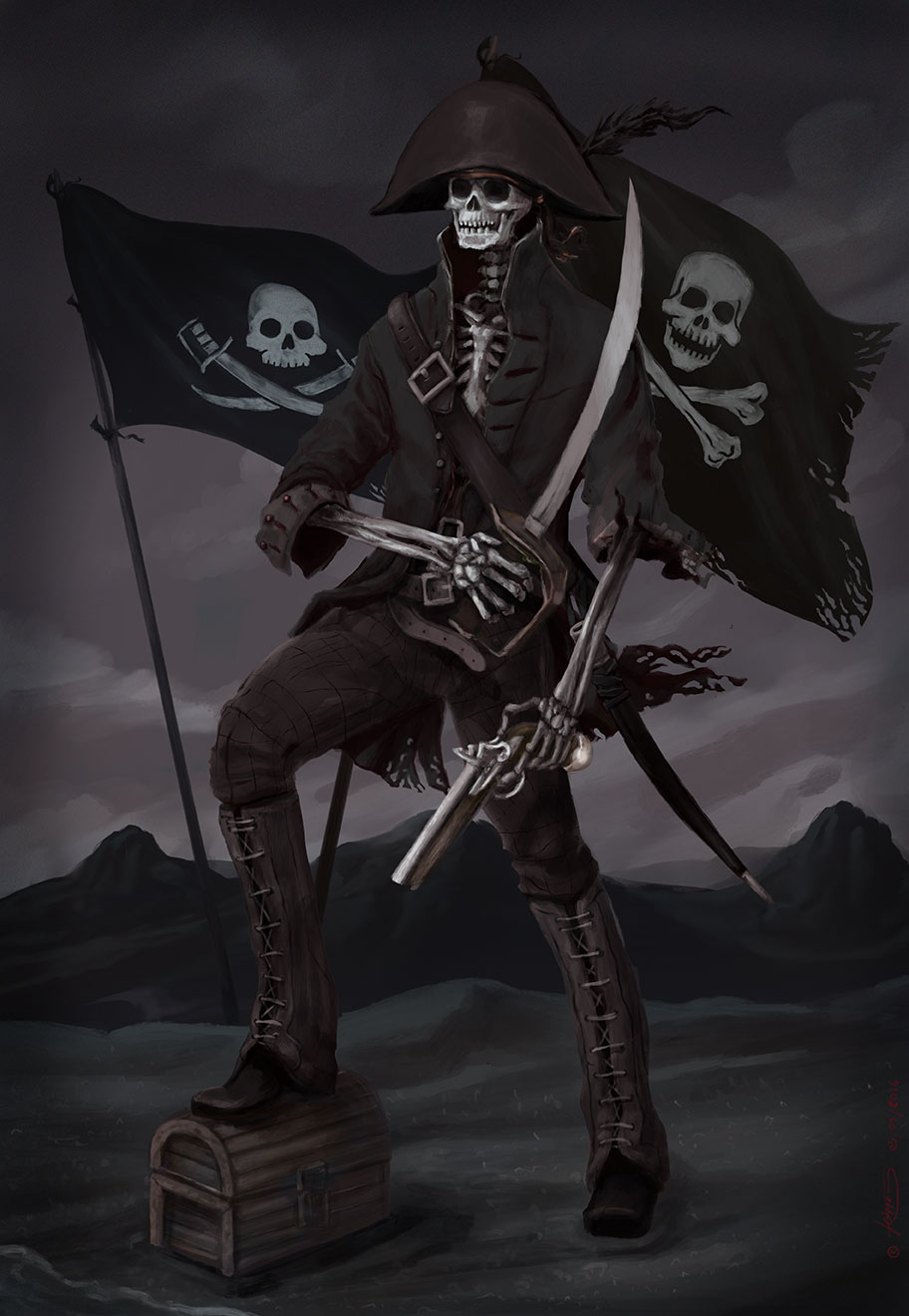 Adobe Portfolio concept art ipadpro iPENCIL applepencil pirate Black Sails skeleton skeleton crew black flag jollyroger