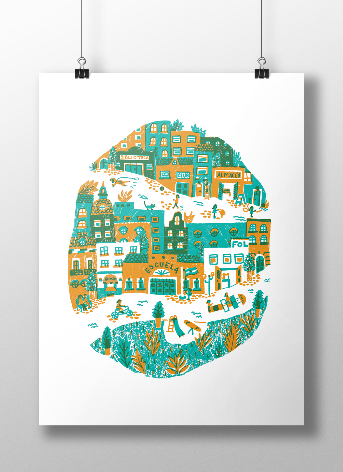 ilustracion overprint transparencias fadu uba roldan barrio calles color handmade