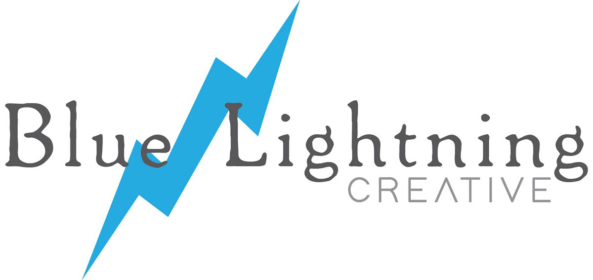 logo lightning blue grey logo type