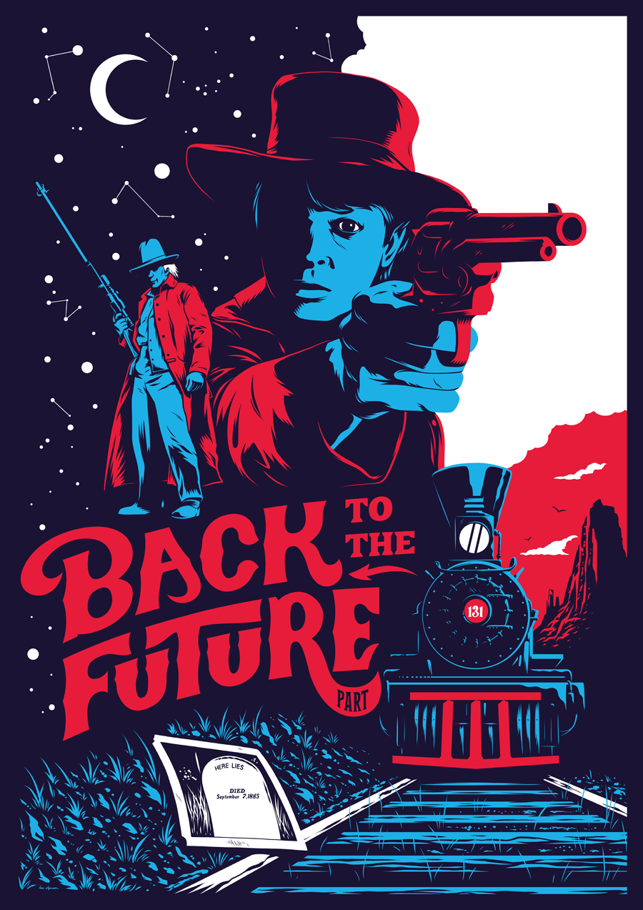 back to the future bttf western poster custom type poster process process Marty Mcfly