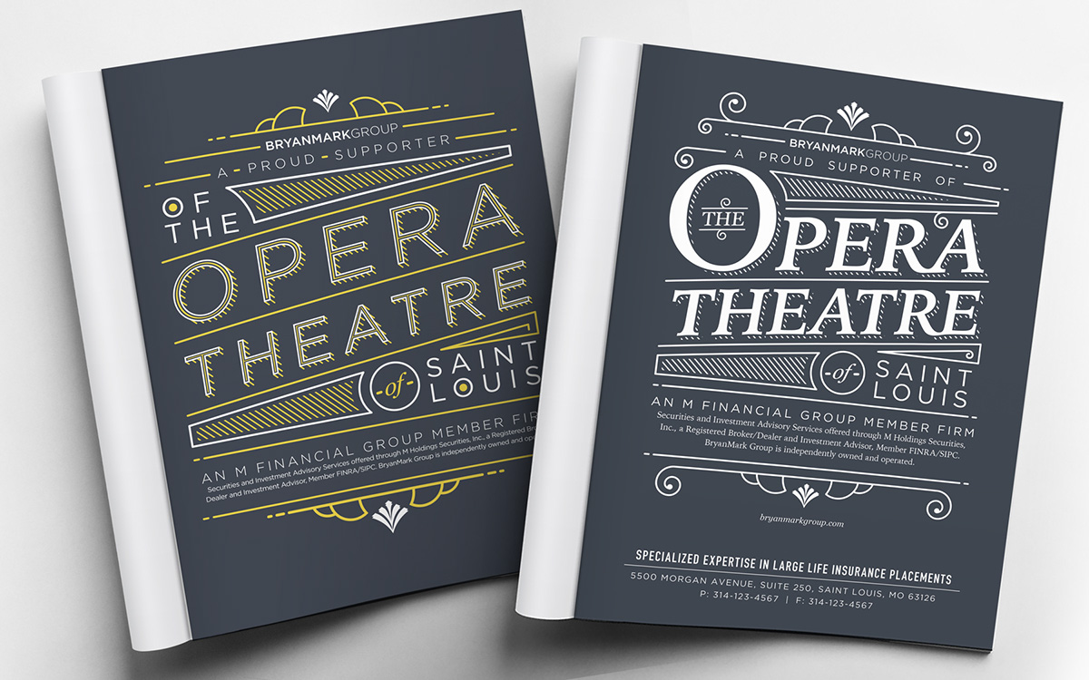 Victorian vintage Script drawn magazine pamphlet opera Theatre movie poster minimalist minimal design st. louis border