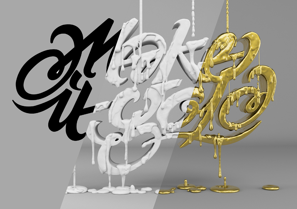 gold gold type type lettering 3D 3D Type drops Liquid