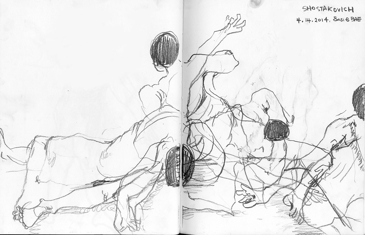 Pencil drawing sketchbook dancer