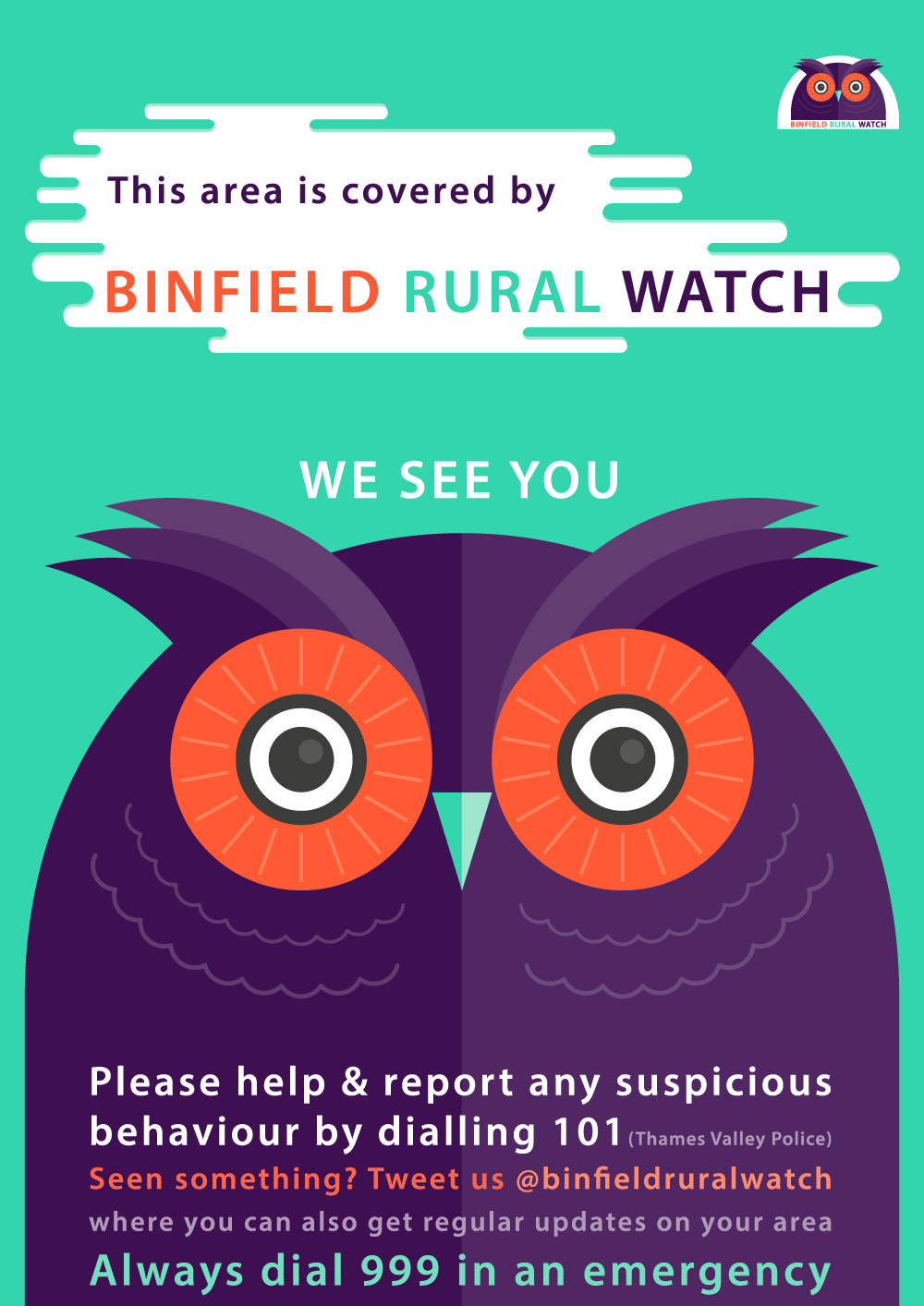 BINFIELD RURAL WATCH owl pantone crime countryside