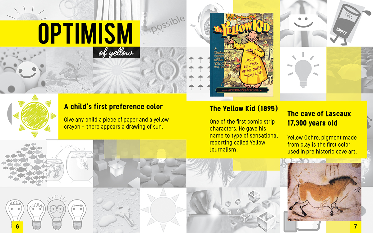 color yellow Color Study Color research color attributes color psychology color philosophy Layout Design graphic design  yellow color