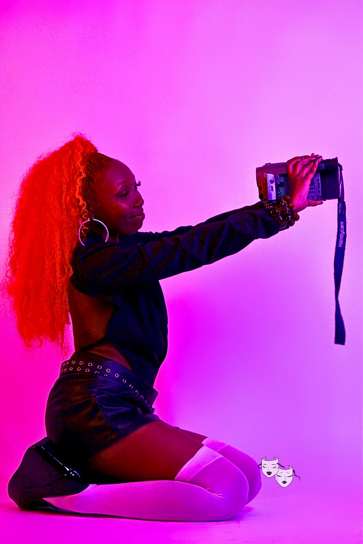 portrait photography fashion photography gels neon Alternative fashion birthday shoot glow photography