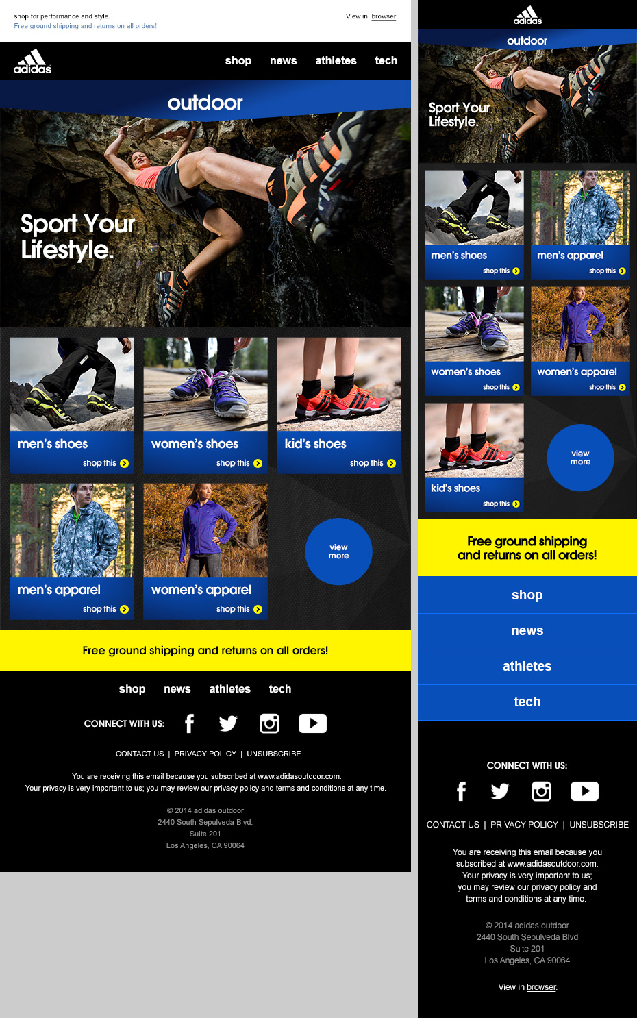 athletes Ecommerce Email footwear HTML marketing   Outdoor shoes