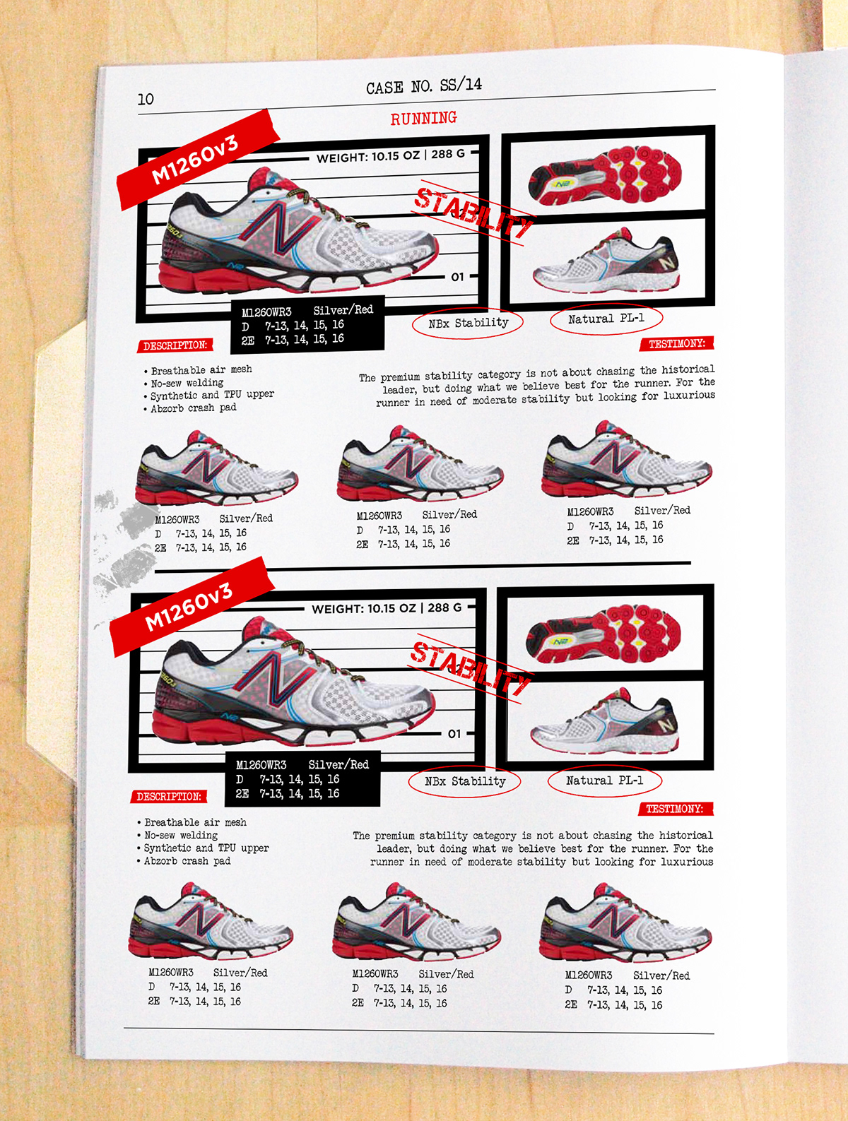 New Balance SS/14 Catalogue FBI case file wanted shoes footwear Performance