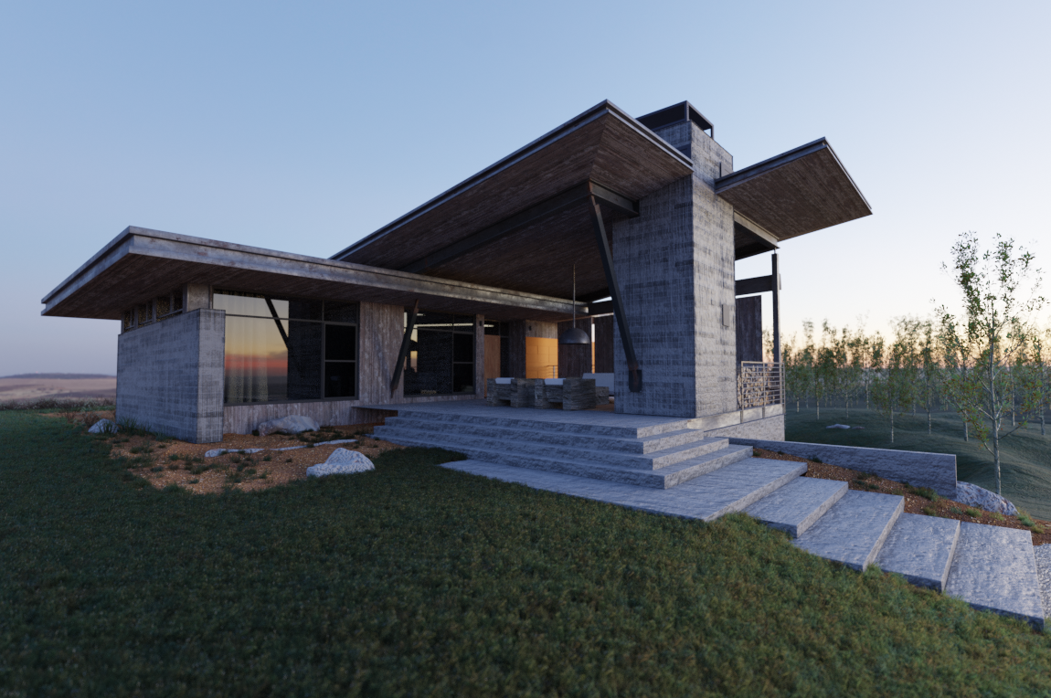 digital 3d architecture architectural visualization house exterior visualisation design sunset