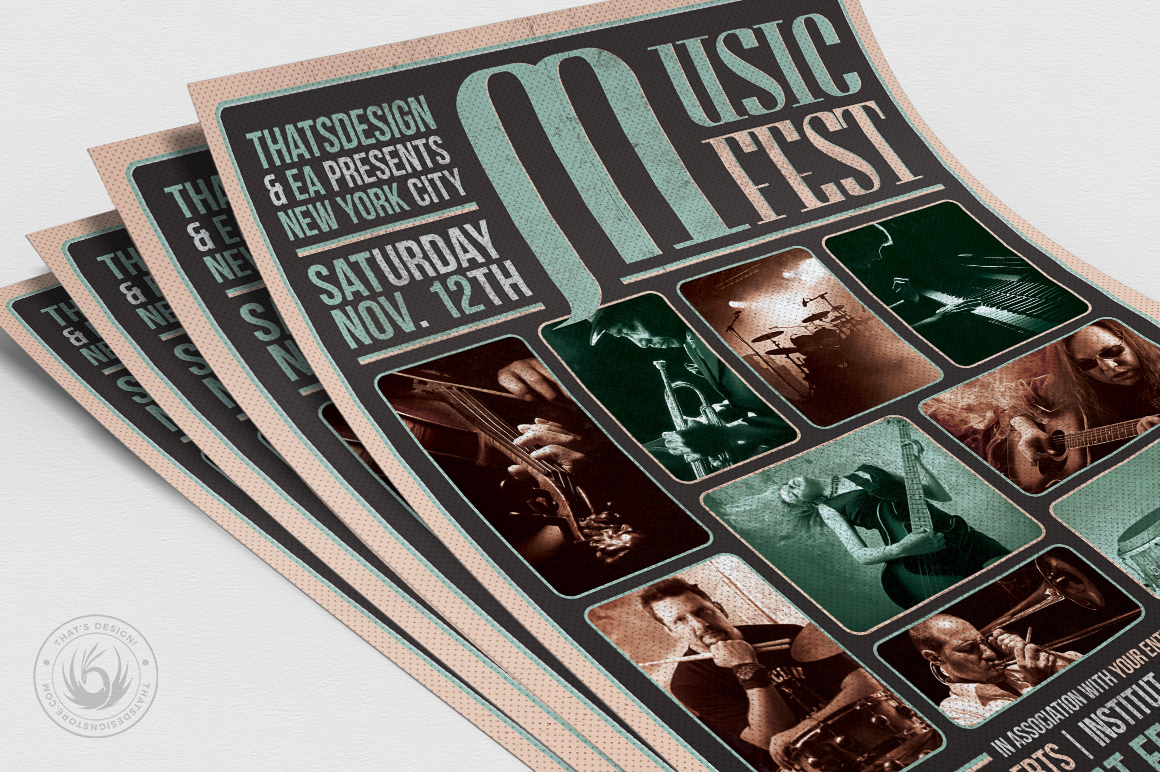 band concert design festival flyer indie music poster rock template