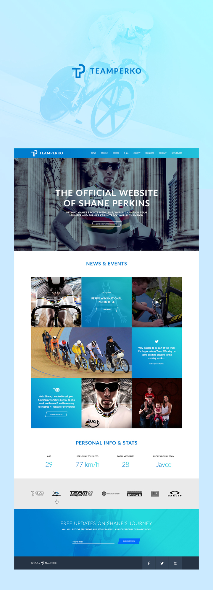 sports Cycling Bicycle landing page Web Design  Website blue squares Blog official