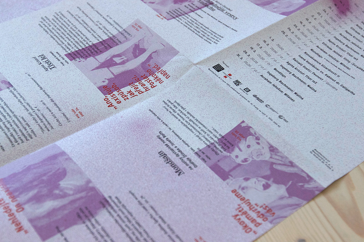 Theatre meetfactory design poster 3D purple Objekt studio prague print paper Adam svejda