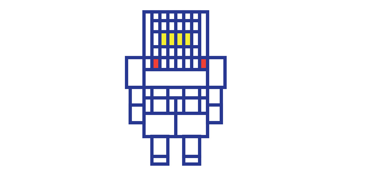robots mondrian bauhaus bots blue red yellow Gundam gundam wing gundam zero color Space  Form design