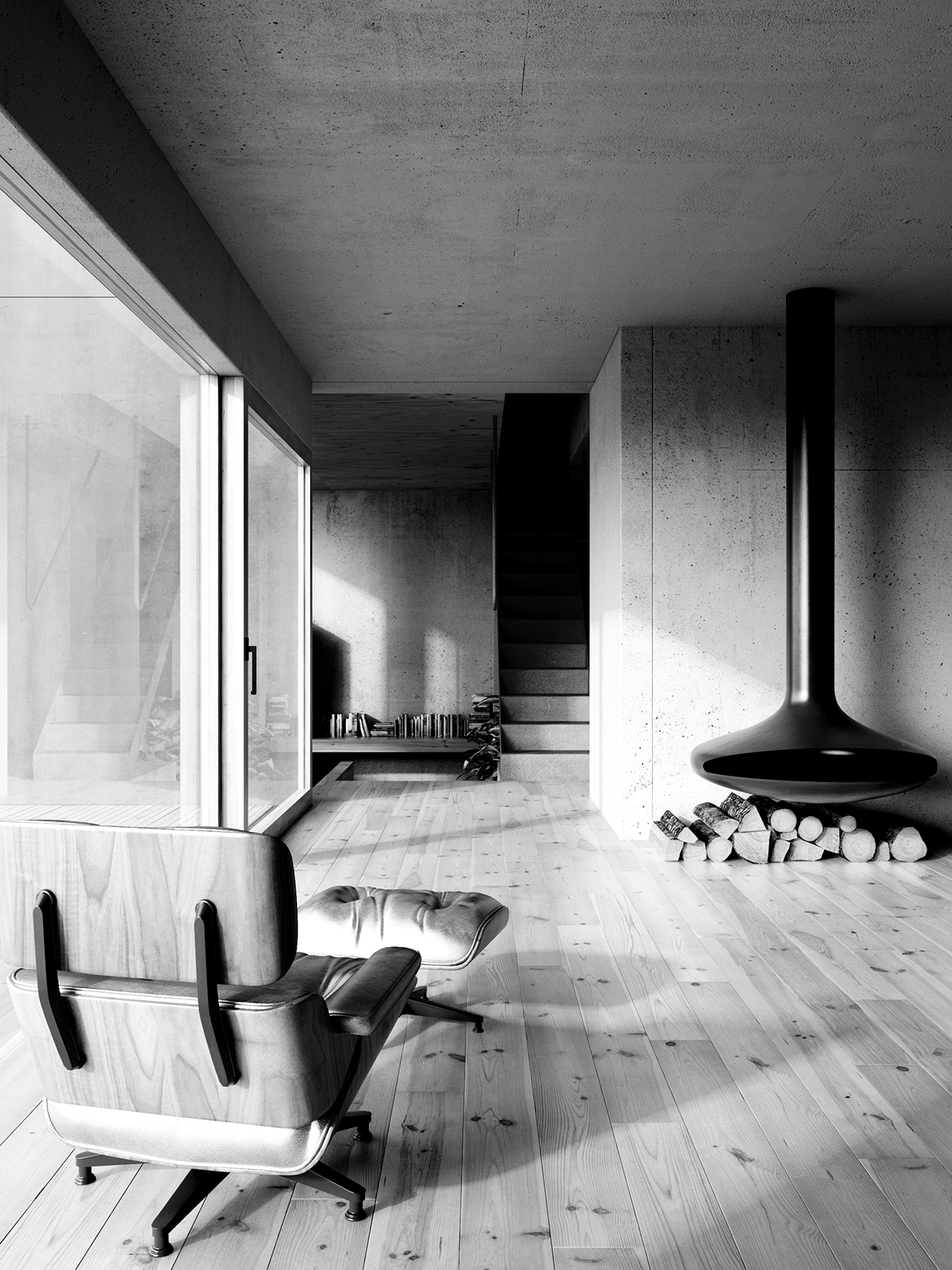 Corten concrete house visualization poland architectural visualization