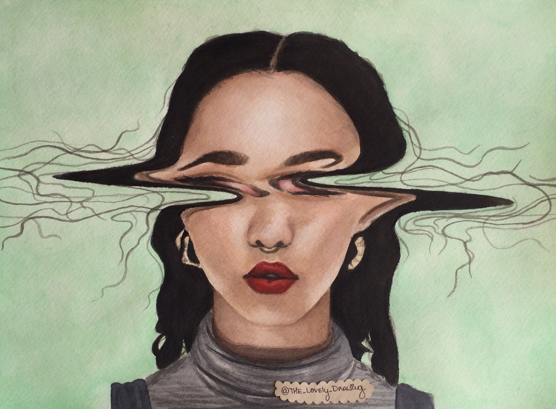 madethis Made this colossal Realism realistic portrait Marissa Asal FKA twigs Glitch hair
