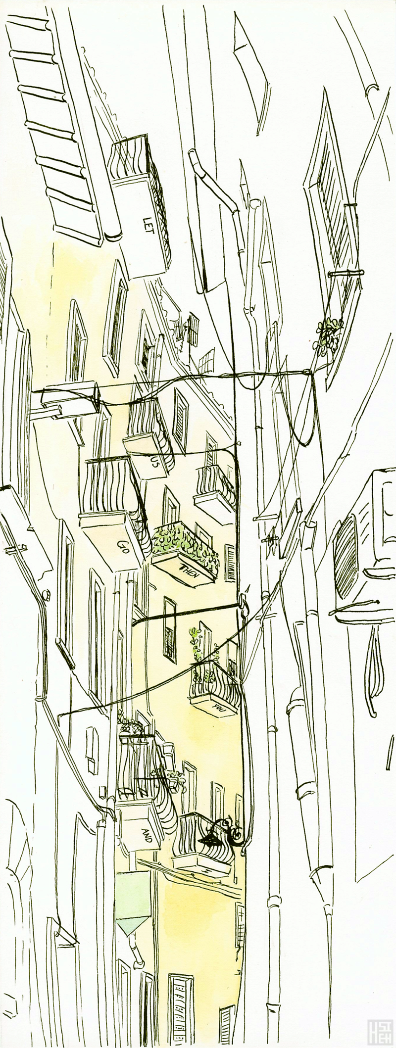 Travel Drawing Journalistic Drawing viterbo Italy