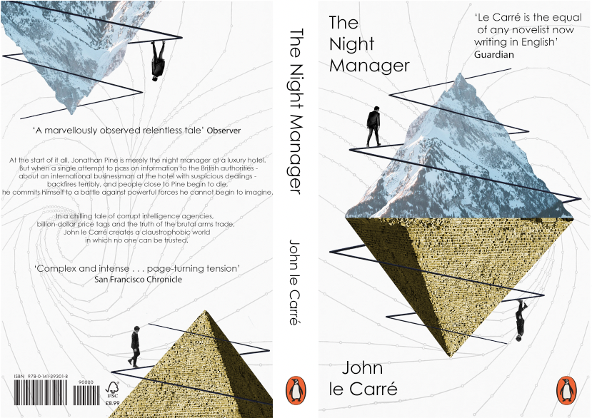 Digital collage book cover design for 'The Night Manager' by John le Carré.