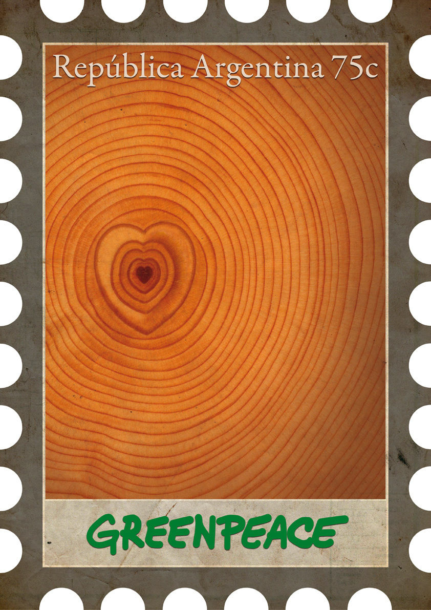 trees awareness tala indiscriminada  Greenpeace  postal stamp estampilla