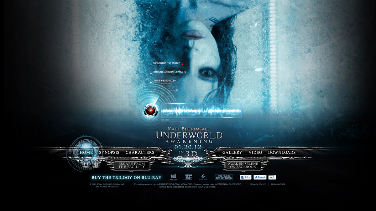 Adobe Portfolio underworld selene kate beckinsale Website design 3D Werewolf vampire Universal Pictures