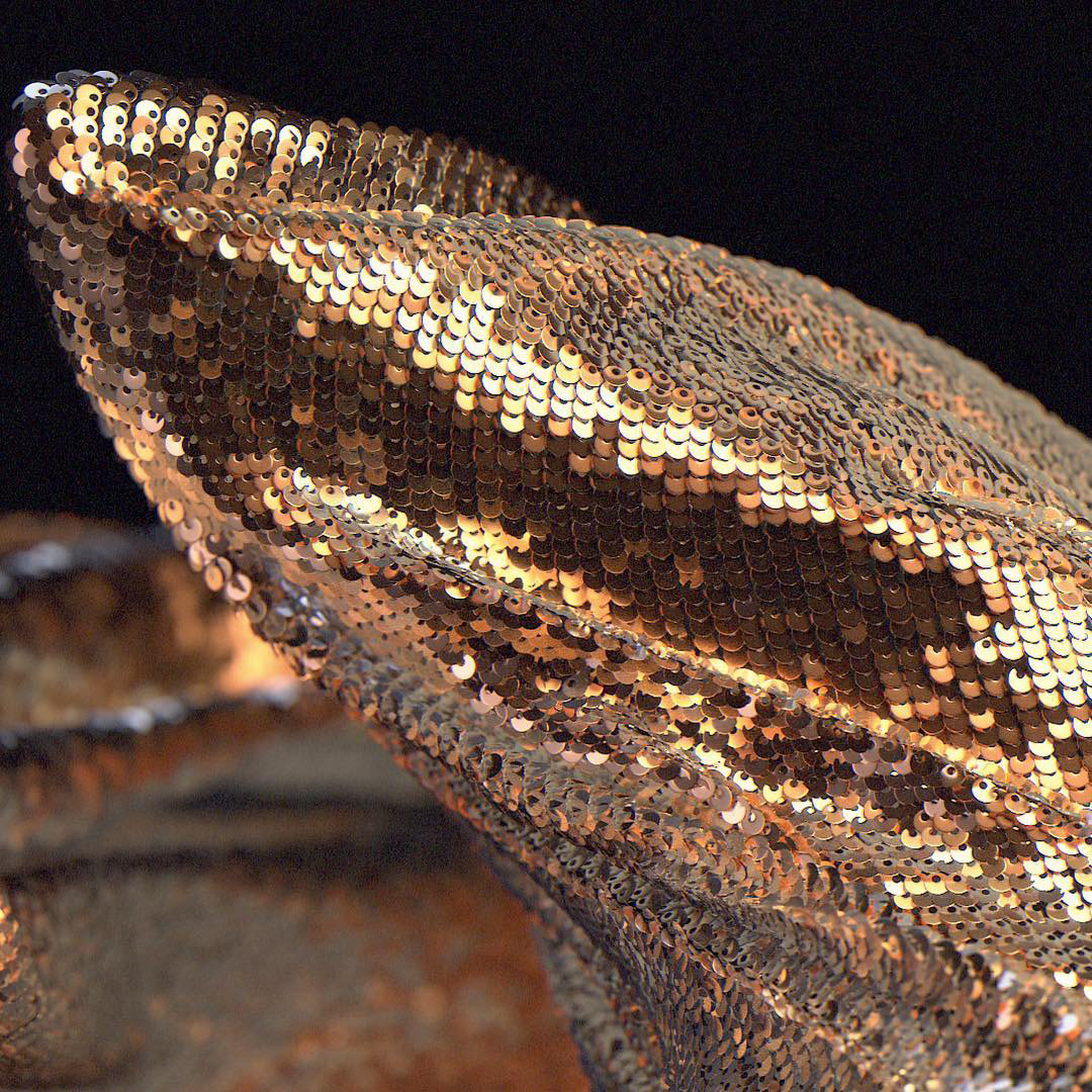 Maya houdini fx cloth fabric vfx gold snake Nature abstract shiny sequins Fashion  High End