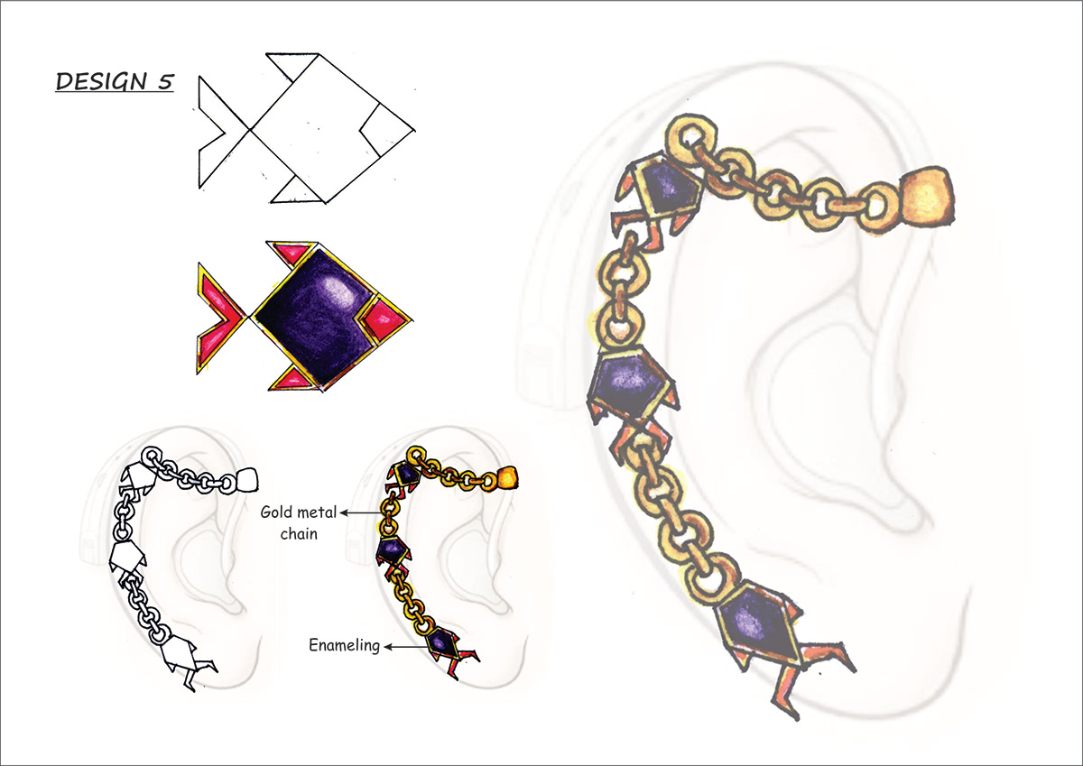 origami  jewelry Designproject earcuff enamelling smartjewelry