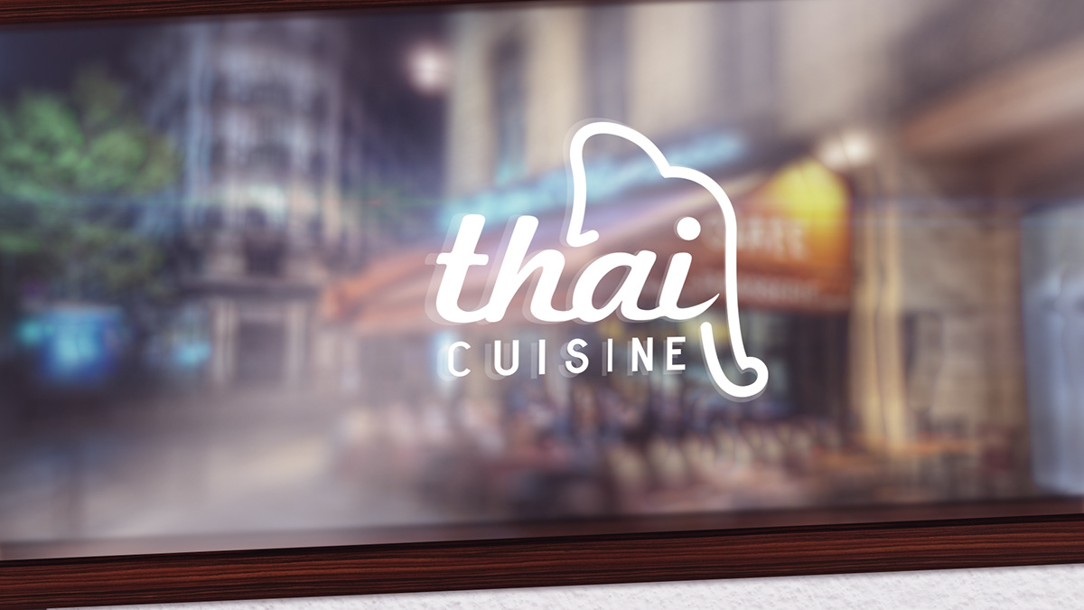 Adobe Portfolio branding  Thai restaurant cuisine logo menu elephant Business Cards chef togo bag
