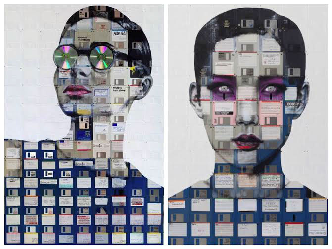 recycle tech floppy disks artworks paints Ediorial Project