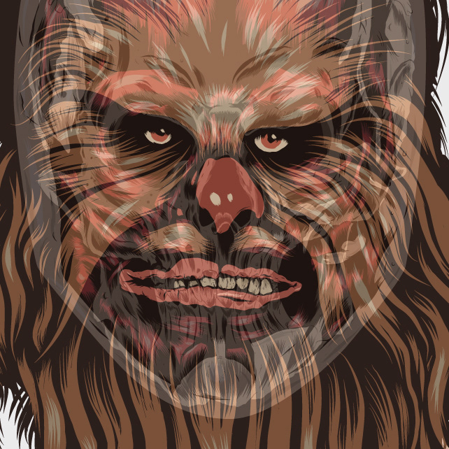 Merch posters vectorial illustration Web design star wars Chewbacca