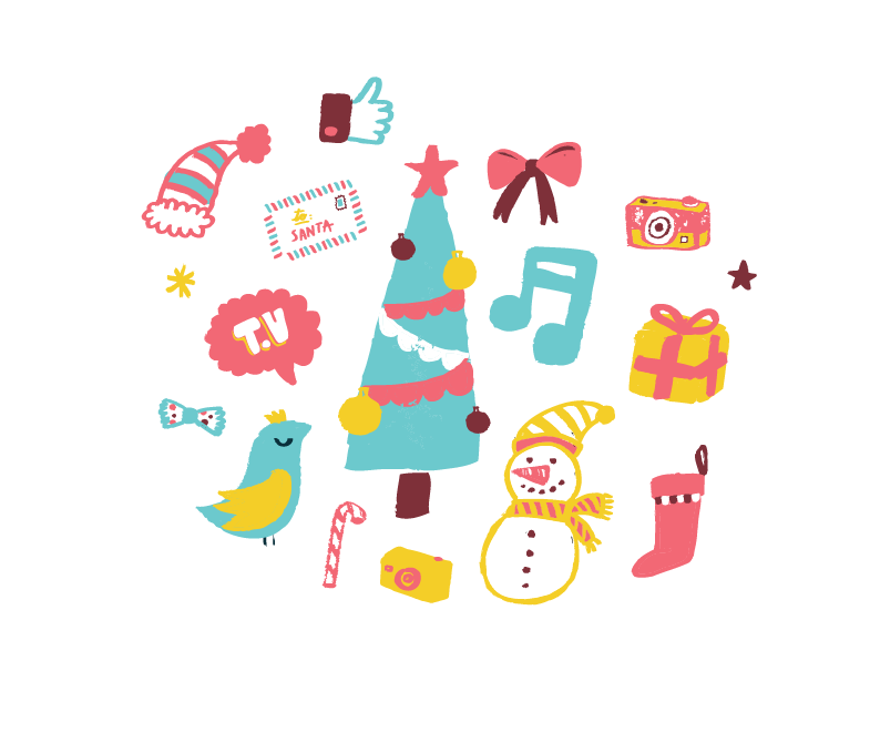 Christmas navidad lustraciones Iconos social kids niños regalos
