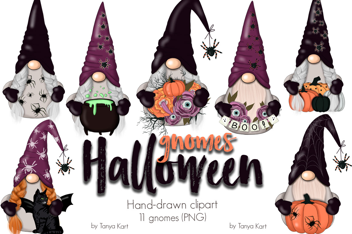 Autumn Gnomes,cute clipart,Fall Gnomes Clipart,Gnome PNG,halloween clip...