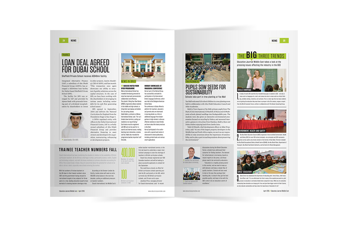 redesign Education magazine cover spreads