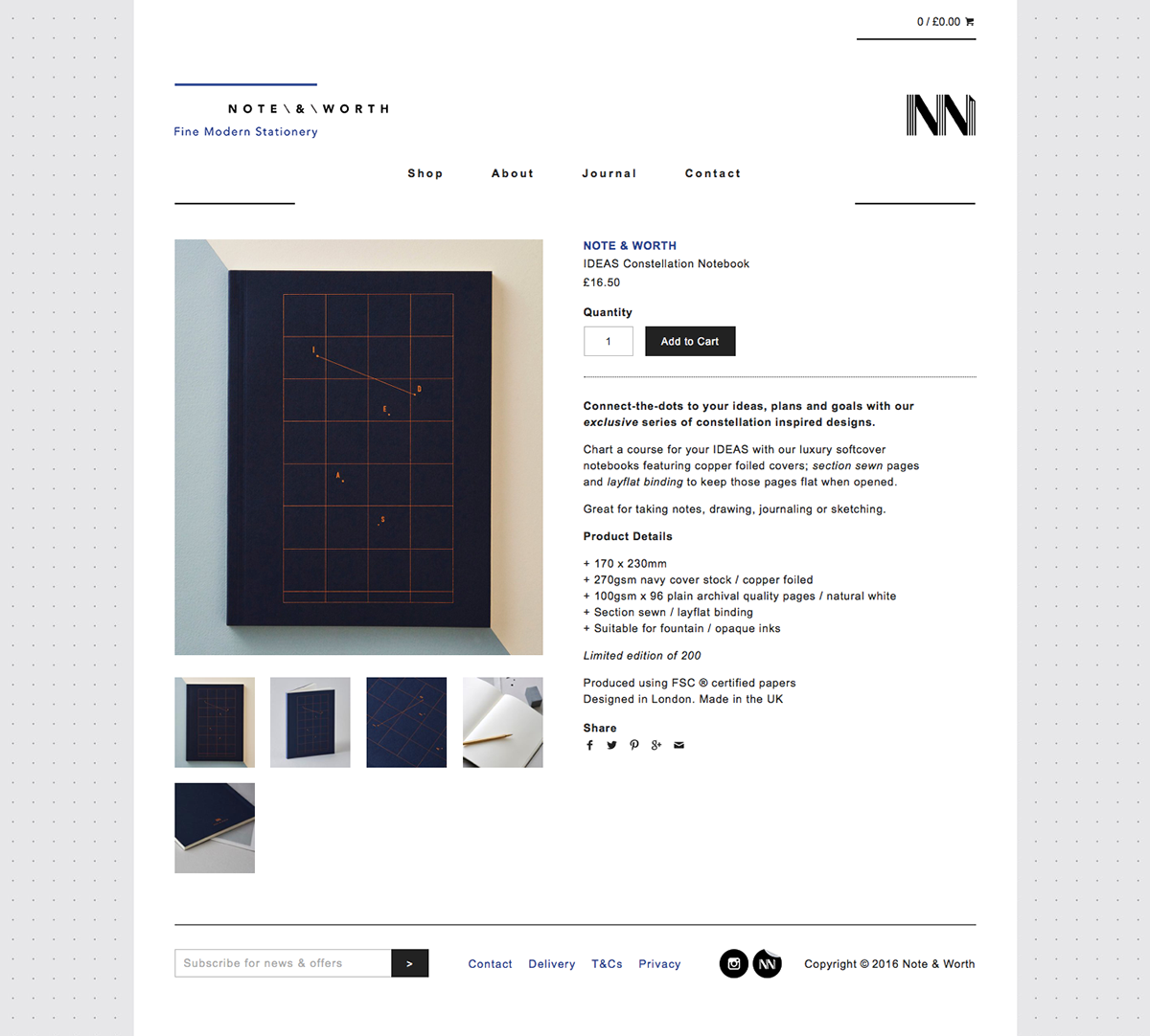 Shopify Note & Worth notebooks grid Stationery Mona Cheng design The Printer's Son