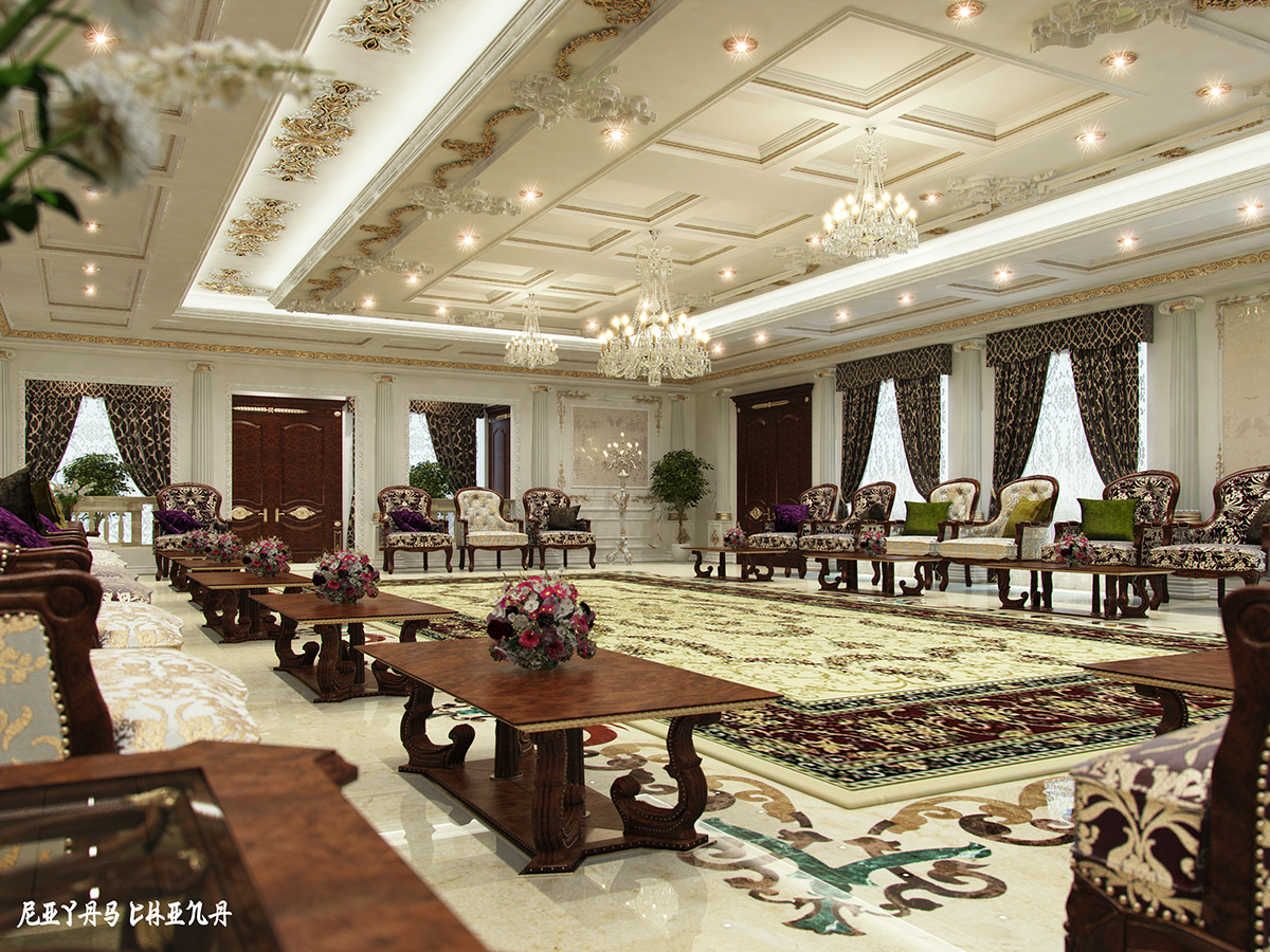 Interior design Classic luxury gold decor Villa MAJLIS