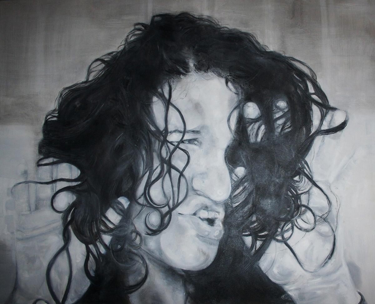 Portraiture flesh obscure distort deform stretch portrait oil monochrome black and white face lighting contrast