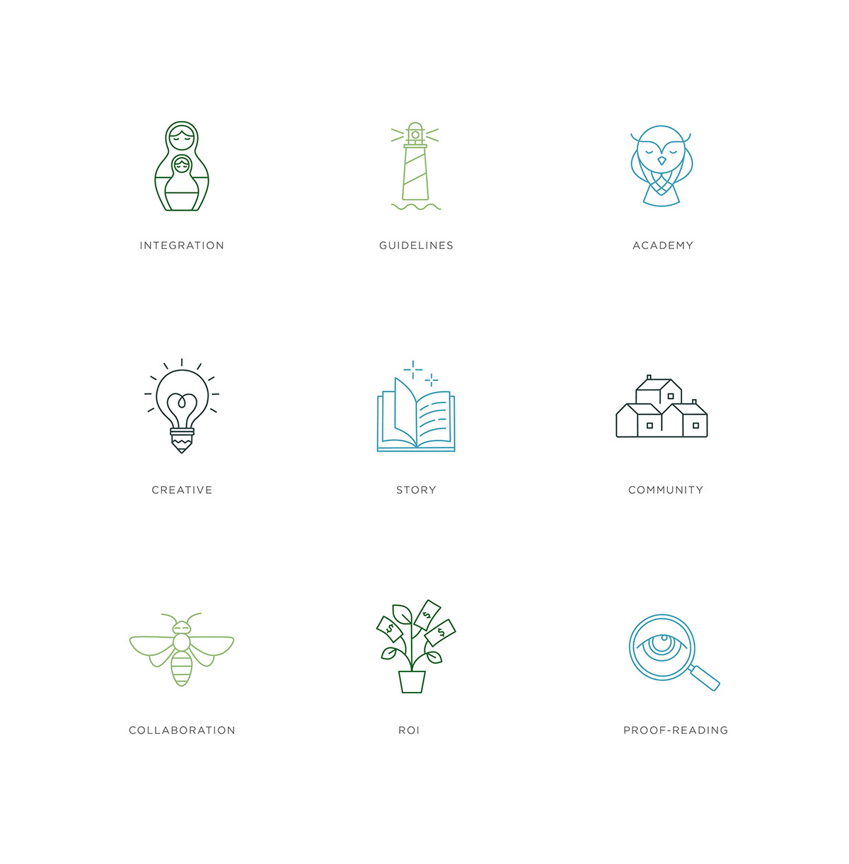 Skywords icons simple minimalistic outlined whimsical
