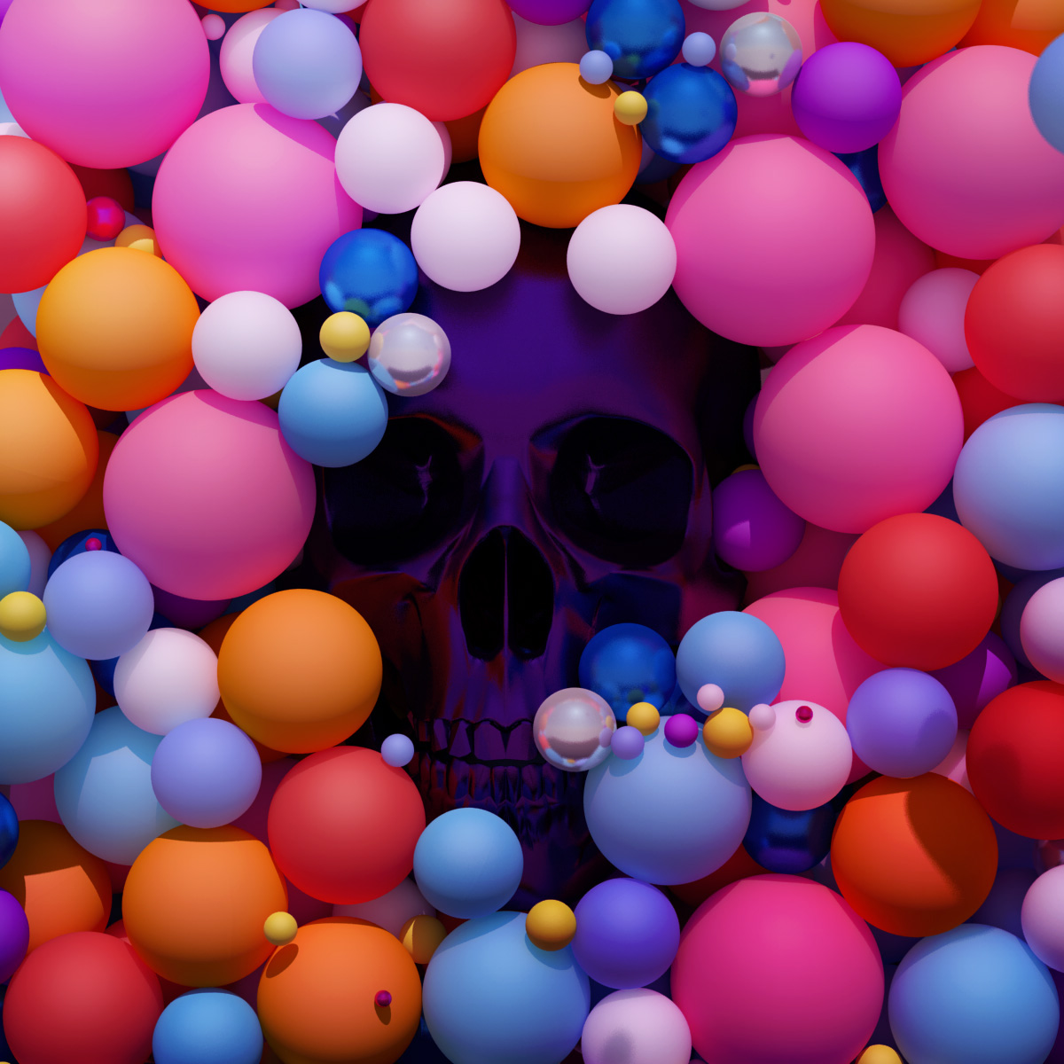 skull color pop 3D pattern