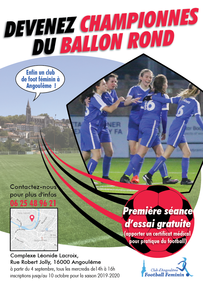 flyer Angouleme football women soccer soccer poster placard
