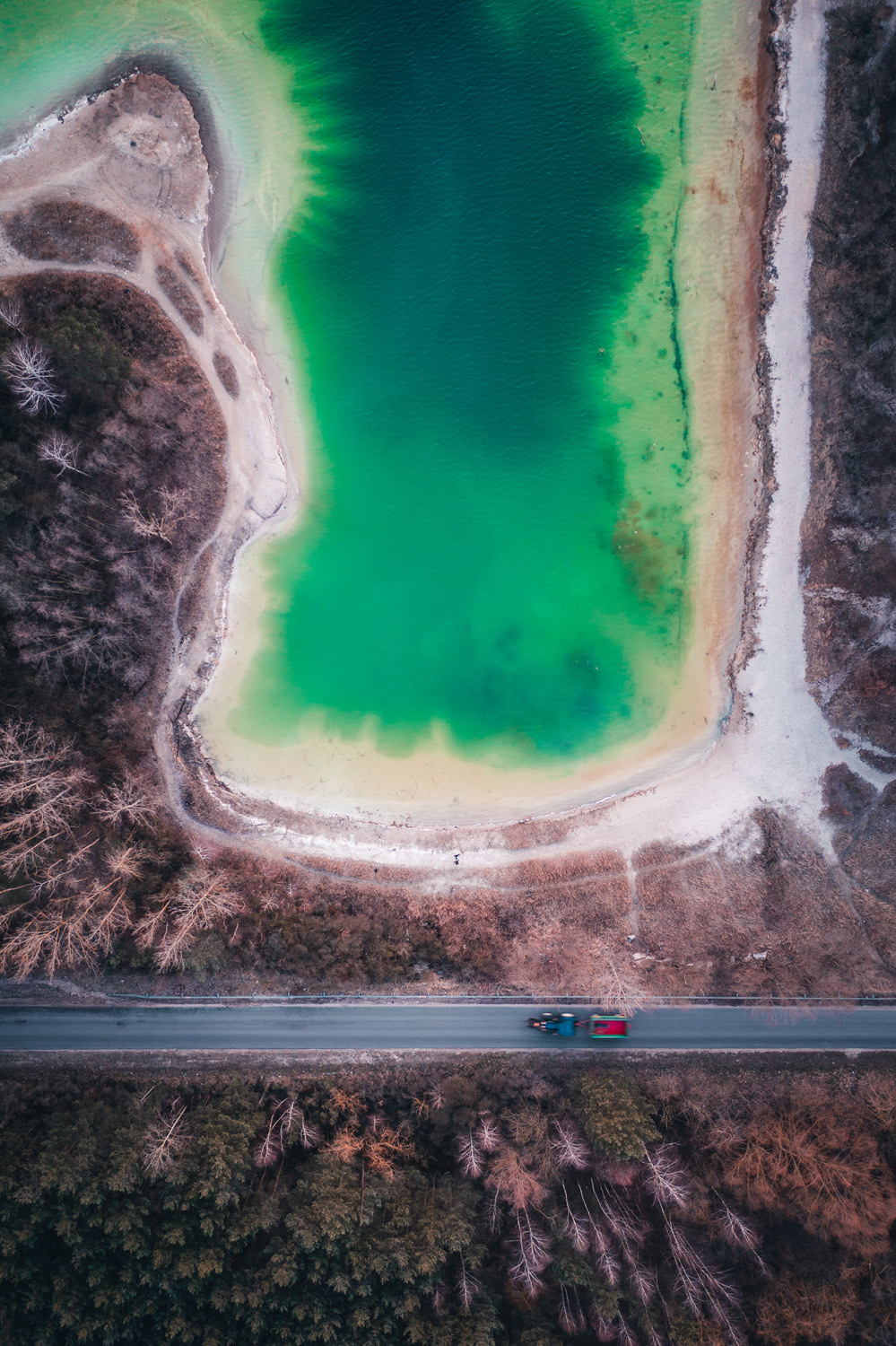 Aerial colours Drone photography industrial lake Photography  poland top down photo Travel