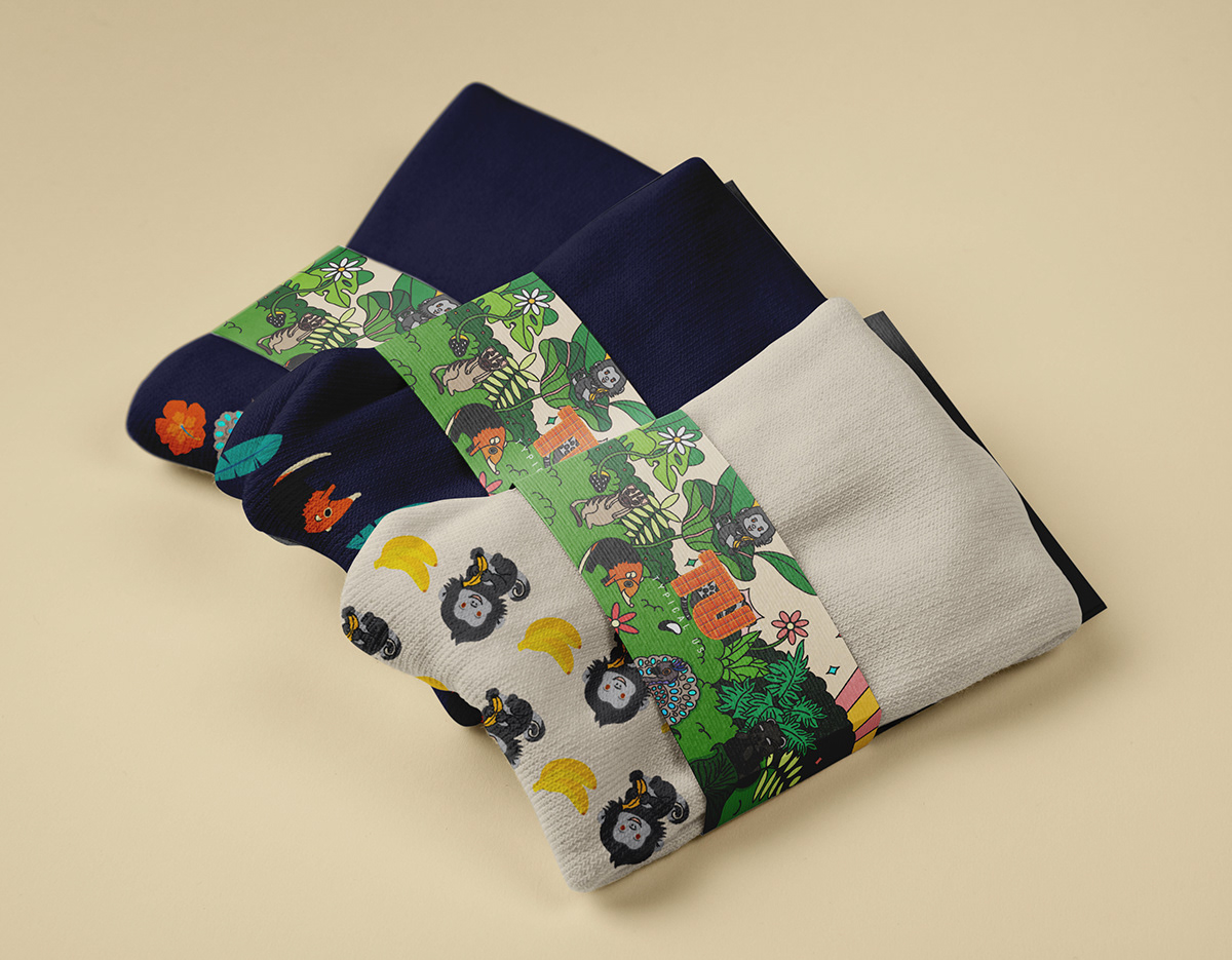 Packaging sockdesign zoo Nature malaysia patterndesign textiledesign aniamals illustration binatang