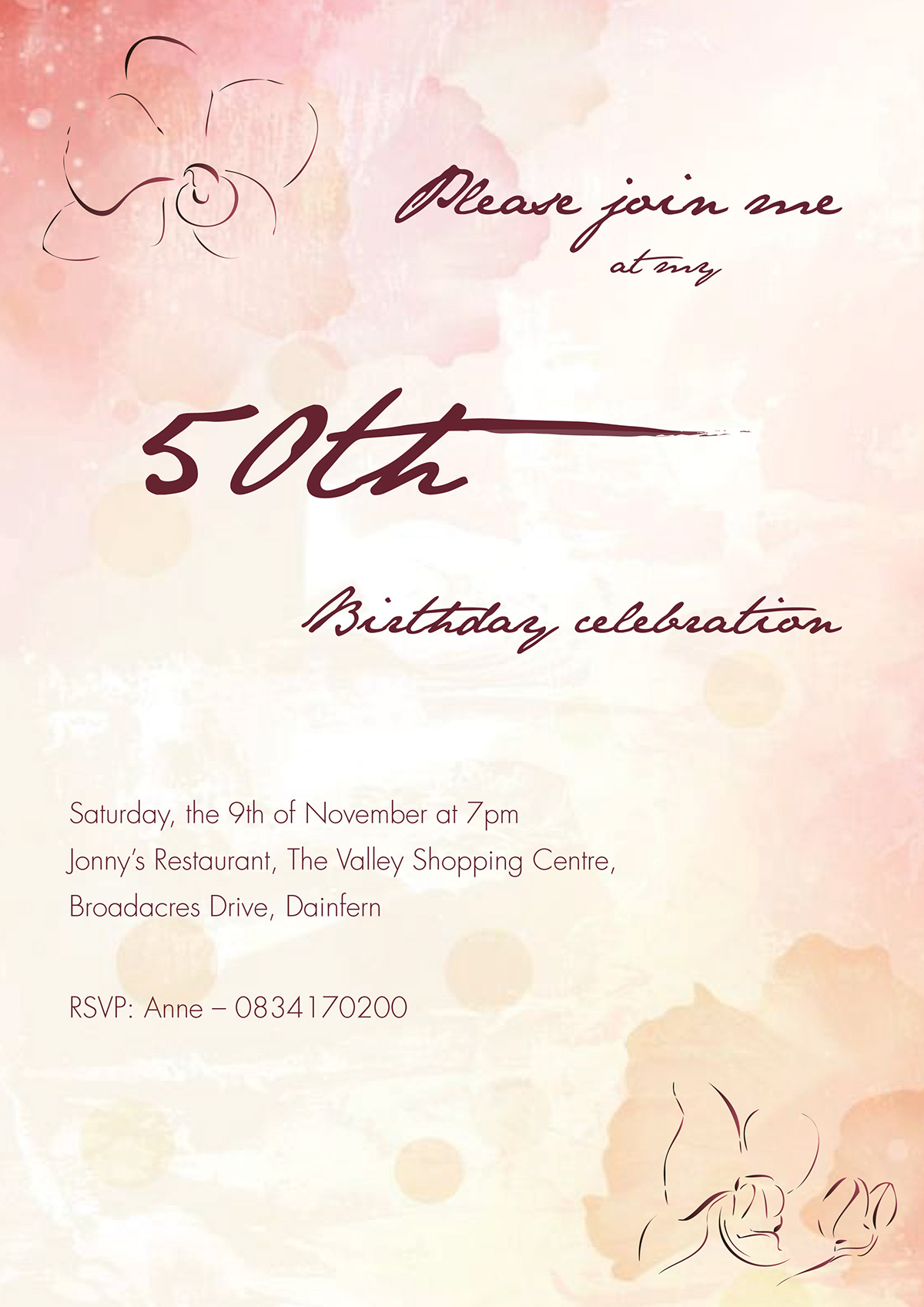 Invitation flower colourfull party invitation