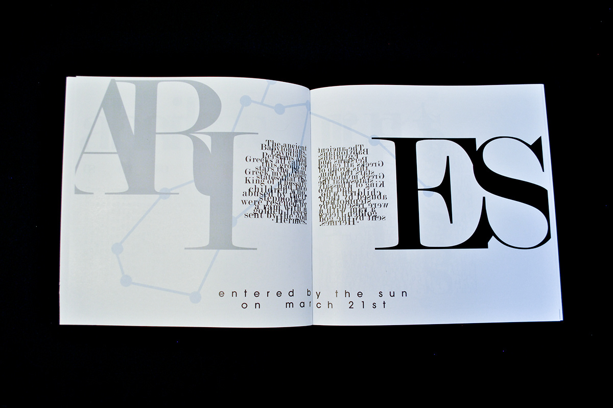zodiac Experimental Typography book design publication design