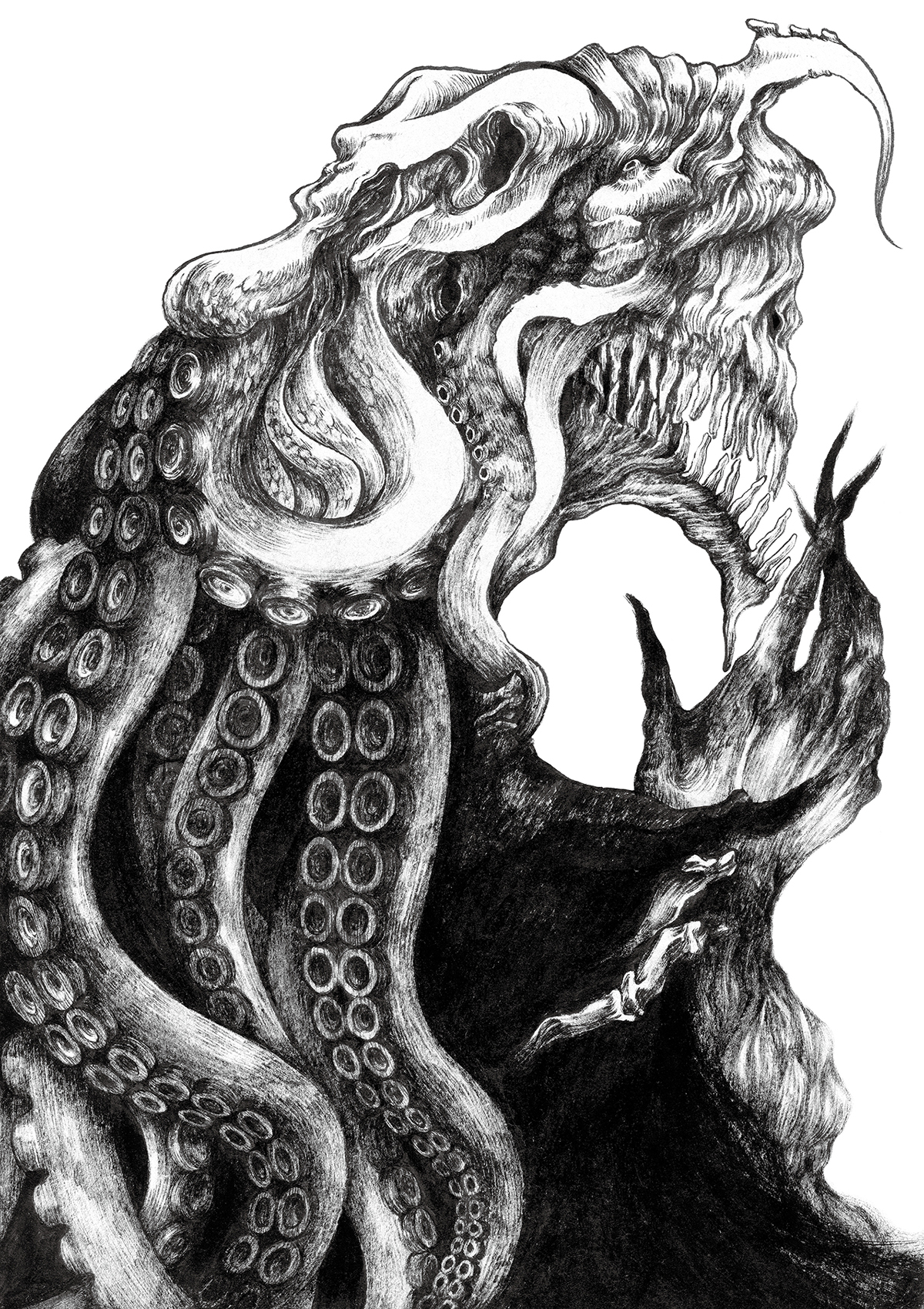 ILLUSTRATION  sea monster myth print poster