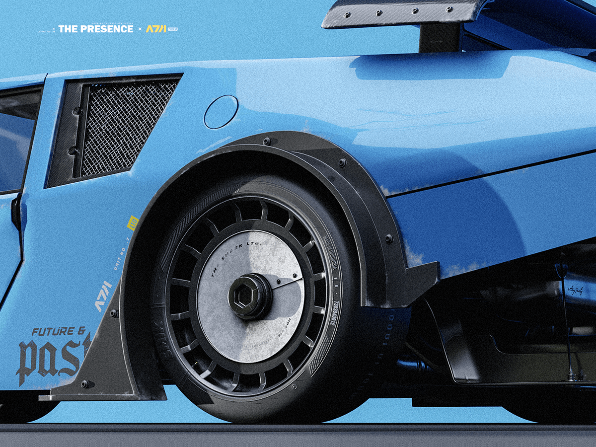 automotive   blender car sports Tire tyre Vehicle wheel concept car blue