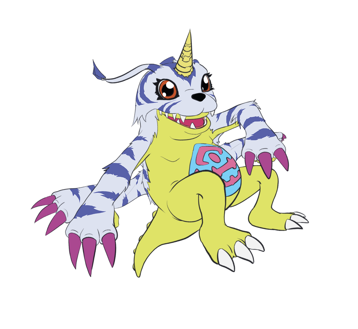anime commissions Digimon Digital Art  gabumon game ILLUSTRATION  monsters painting  