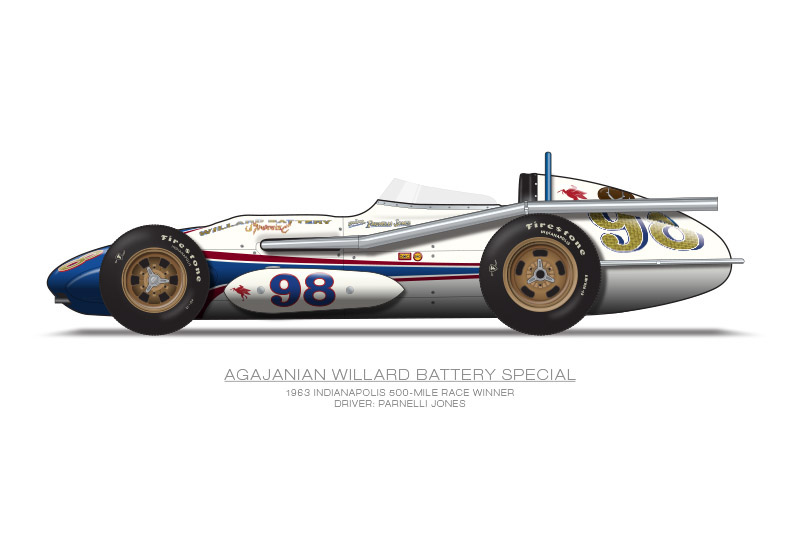 Indianapolis 500 Foyt Parnelli Car Illustrations Racing