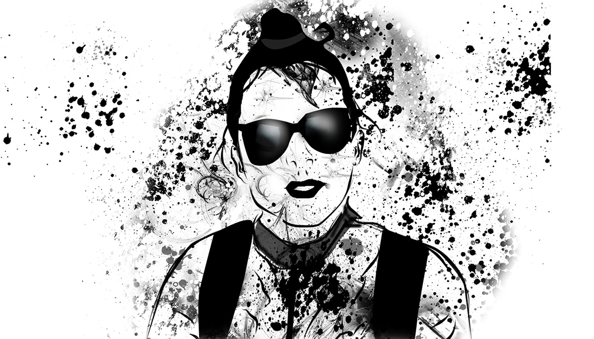 portrait black and white vector art myself