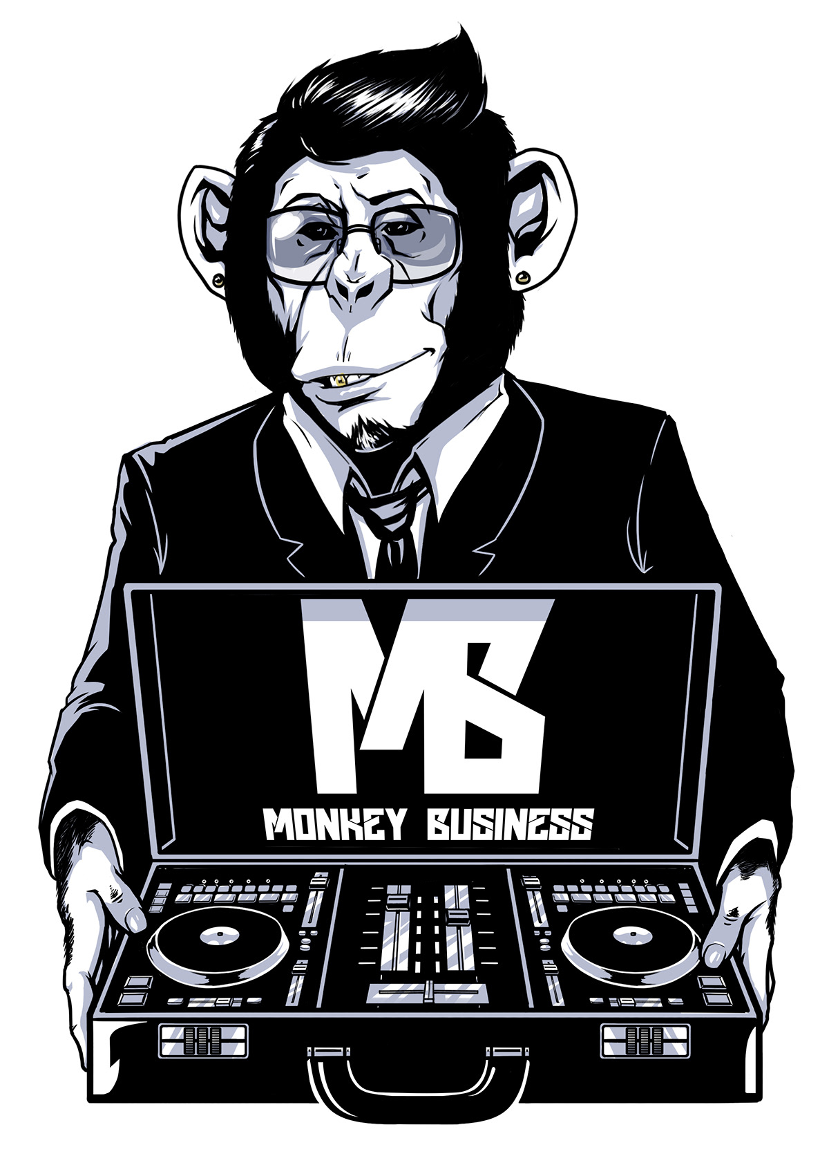monkey business logo dj ilustracion