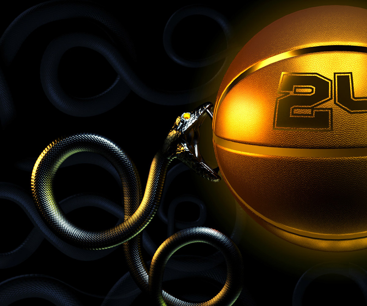 c4d snake basketball type poster logo 3D Type gold play sport
