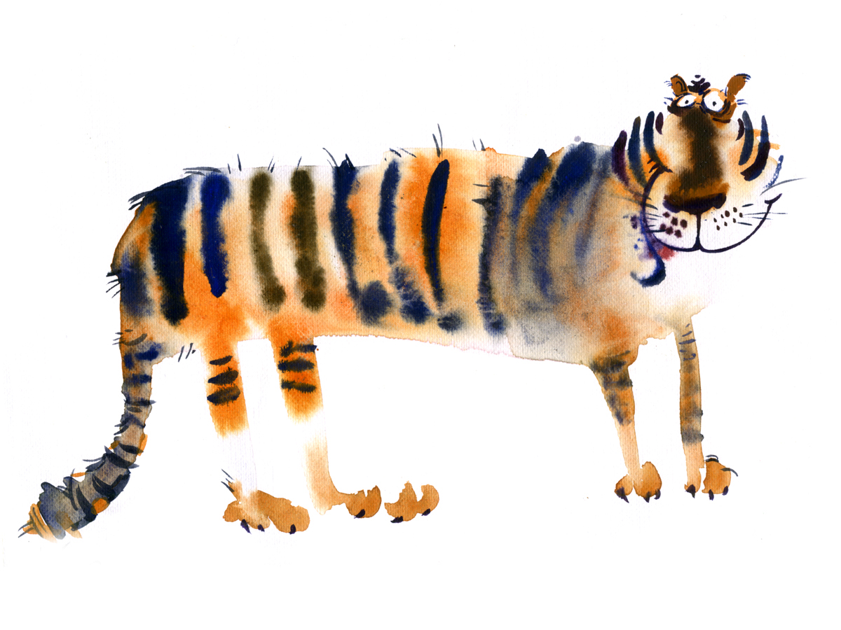 серия акварельных рисунков art tiger watercolor