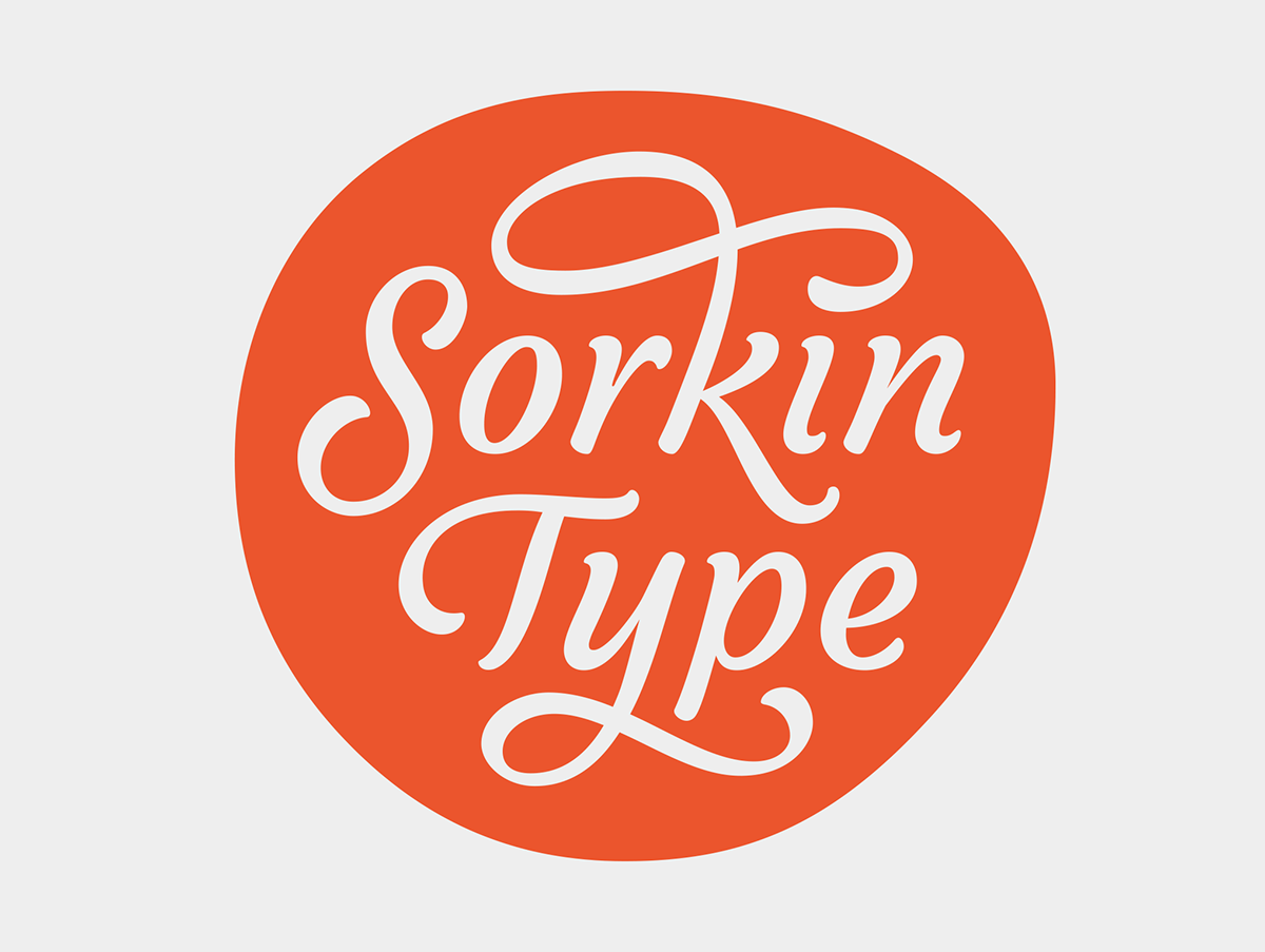 Sorkin type lettering logo Logotype swash courgette